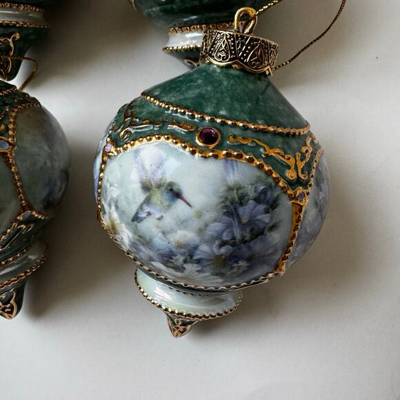 VTG The Bradford Exchange 1998 Hummingbird Series Ceramic 4” Ornaments Set of 4 - Picture 9 of 16